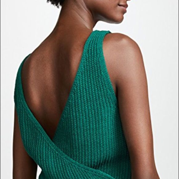 Vince Crossover V-Back Green Ribbed Tank Large NWT - Picture 8 of 14